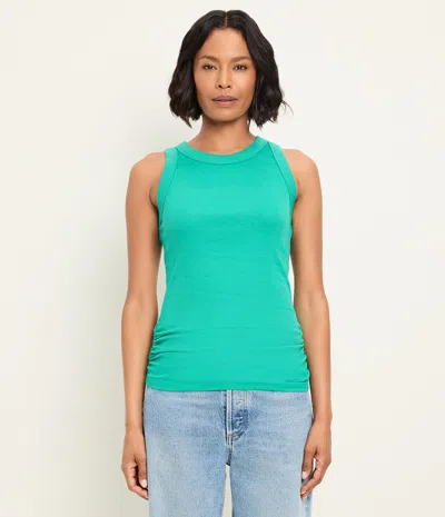 Michael Stars Halley Ribbed Tank With Ruching In Brown
