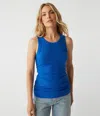Michael Stars Halley Ribbed Tank With Ruching In Dkm