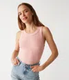 Michael Stars Halley Ribbed Tank With Ruching In Grapefruit