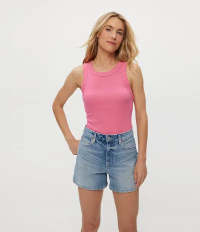 Michael Stars Halley Ribbed Tank With Ruching In Green