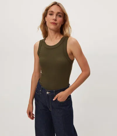 Michael Stars Halley Ribbed Tank With Ruching In Green