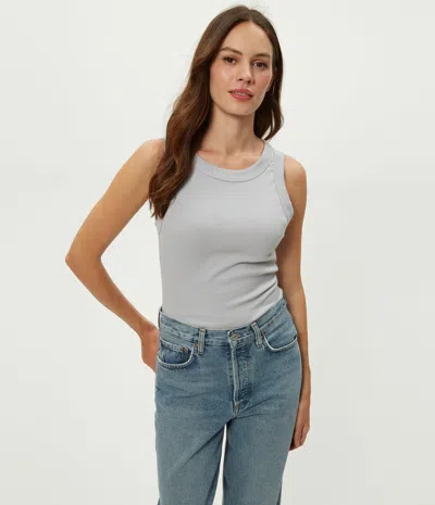 Michael Stars Halley Ribbed Tank With Ruching In Green