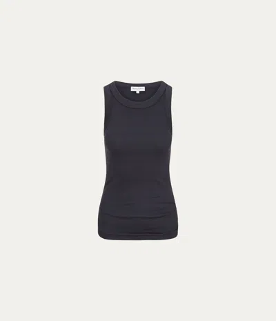 Michael Stars Halley Ribbed Tank With Ruching In Oxide
