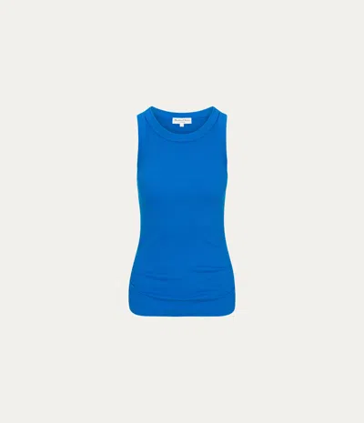 Michael Stars Halley Ribbed Tank With Ruching In Pacific