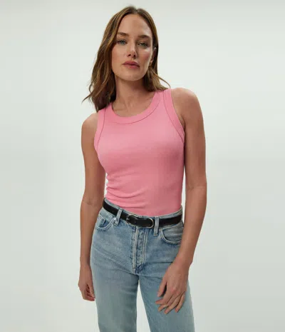 Michael Stars Halley Ribbed Tank With Ruching In Orange