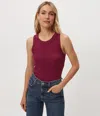 Michael Stars Halley Ribbed Tank With Ruching In Red