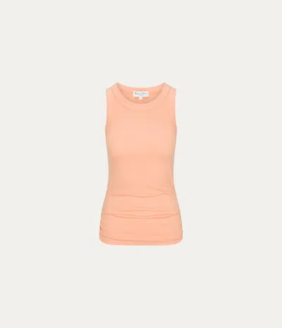 Michael Stars Halley Ribbed Tank With Ruching In Tangerine