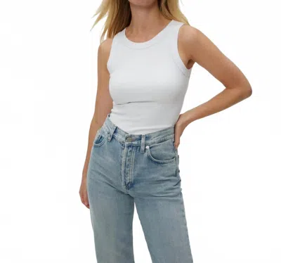 Michael Stars Kendall Crop Cotton Tank Top In Chalk