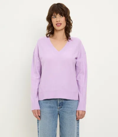 Michael Stars Halsey V-neck Pullover In Purple