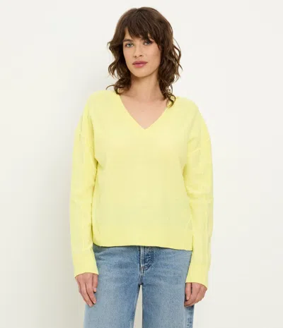 Michael Stars Halsey V-neck Pullover In Yellow