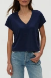 Michael Stars Harlan Cotton V-neck T-shirt In Blue