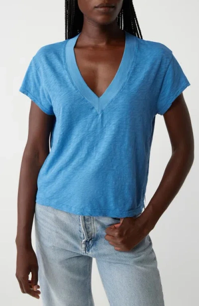 Michael Stars Harlan Cotton V-neck T-shirt In Ocean