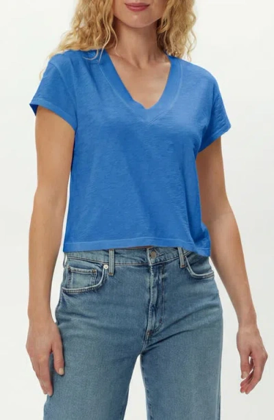 Michael Stars Harlan Cotton V-neck T-shirt In Blue