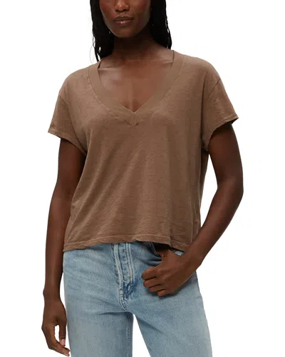 Michael Stars Harlan Cropped Tee In Cobblestone