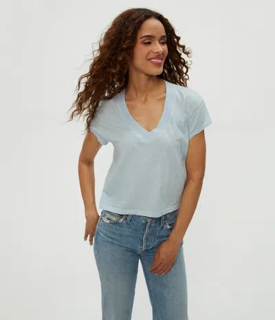 Michael Stars Harlan Cropped V-neck Tee In Fountain