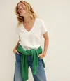 Michael Stars Harlan Cropped V-neck Tee In White