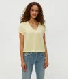 Michael Stars Harlan Cropped V-neck Tee In Lemonade