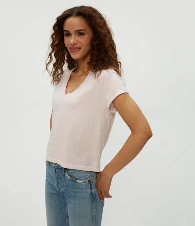 Michael Stars Harlan Cropped V-neck Tee In Lychee
