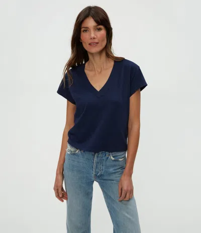 Michael Stars Harlan Cropped V-neck Tee In Nocturnal