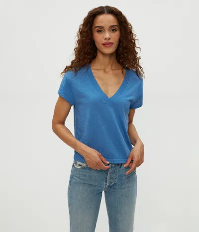Michael Stars Harlan Cropped V-neck Tee In Ocean