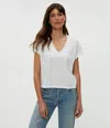 Michael Stars Harlan Cropped V-neck Tee In White