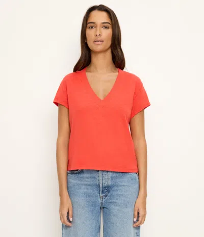 Michael Stars Harlan Cropped V-neck Tee In Animal Print