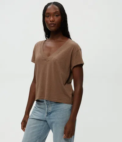 Michael Stars Harlan Cropped V-neck Tee In Black