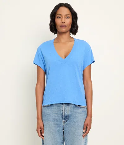 Michael Stars Harlan Cropped V-neck Tee In Blue
