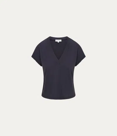 Michael Stars Harlan Cropped V-neck Tee In Blue
