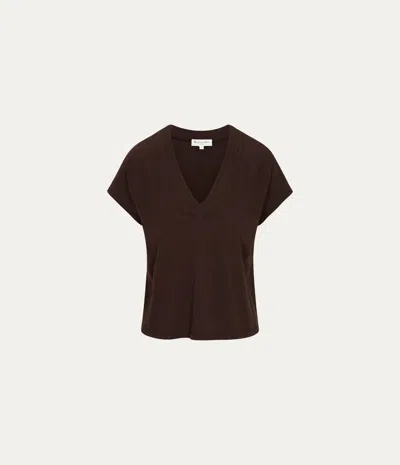 Michael Stars Harlan Cropped V-neck Tee In Brown