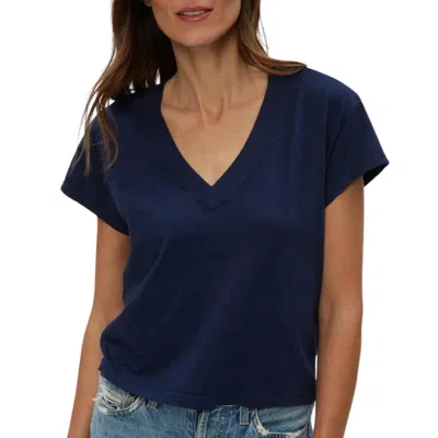 Michael Stars Harlan Cropped V-neck Tee In Nocturnal In Blue