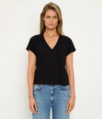 Michael Stars Harlan Cropped V-neck Tee In White