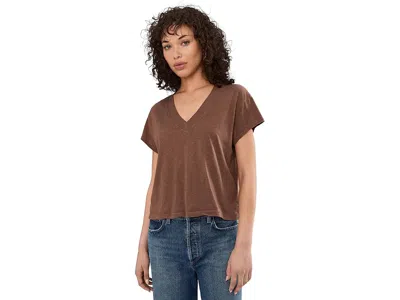 Michael Stars Harlan Cropped V-neck T-shirts In Brown