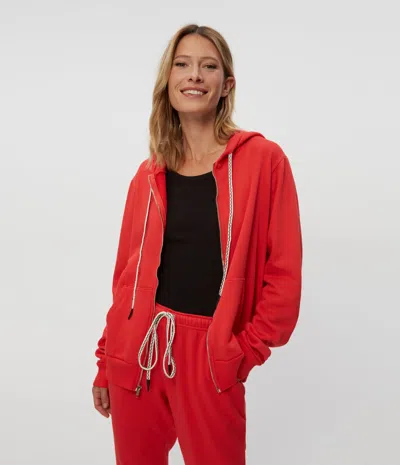 Michael Stars Harper Zip-up Hoodie In Cherry