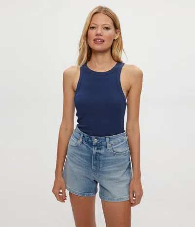 Michael Stars Hayes Ribbed Tank In Blue