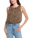 Michael Stars Hazel Eyelet Bubble Sleeveless Top In Green