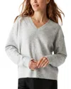 Michael Stars Hendrix V Neck Sweatshirt In Heather Grey