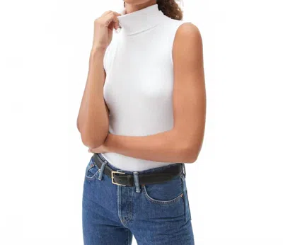 Michael Stars Hillary Ribbed Turtleneck Top In Snow In Multi