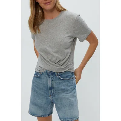 Michael Stars Hollis Criss Cross T-shirt In Heather Grey