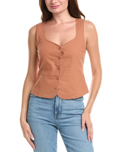 Michael Stars Honey Linen-blend Button Vest In Brown