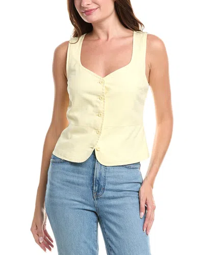 Michael Stars Honey Linen-blend Button Vest In Yellow