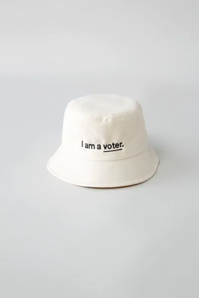 Michael Stars I Am A Voter Canvas Bucket Hat In Ivory