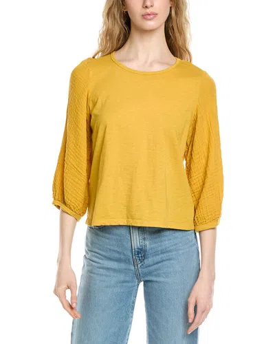 Michael Stars Iliana Fabric Mix Top In Yellow