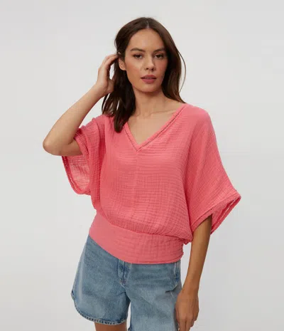 Michael Stars Imani Cropped Dolman Sleeve Top In Seacrest