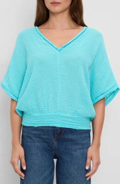 Michael Stars Imani Cropped Dolman Sleeve Top In Blue