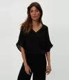 Michael Stars Imani Cropped Dolman Sleeve Top In Black