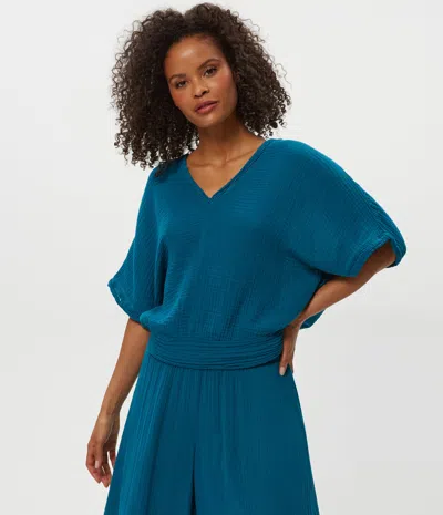 Michael Stars Imani Cropped Dolman Sleeve Top In Blue