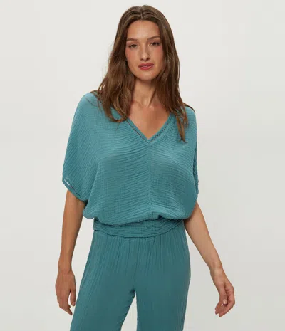 Michael Stars Imani Cropped Dolman Sleeve Top In Blue