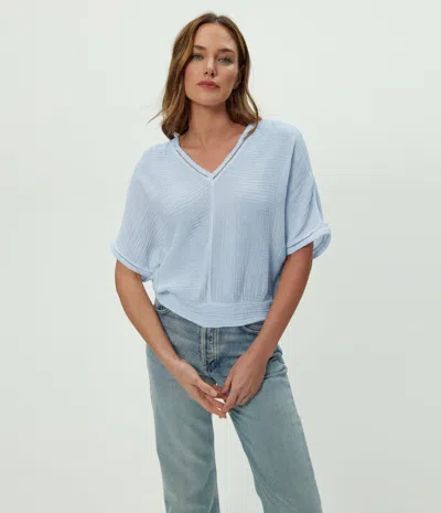 Michael Stars Imani Cropped Dolman Sleeve Top In Blue