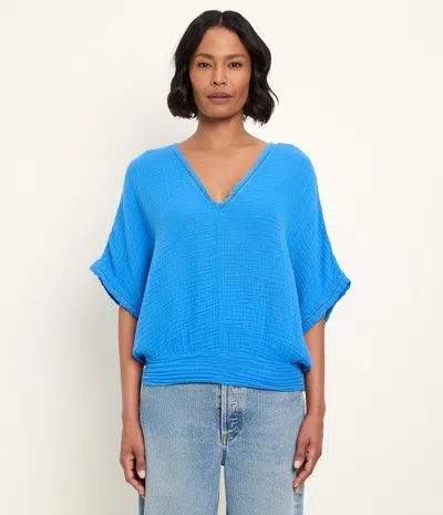 Michael Stars Imani Cropped Dolman Sleeve Top In Blue